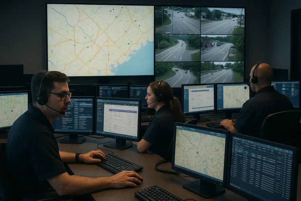 Wide Shot of a 911 Dispatch Center